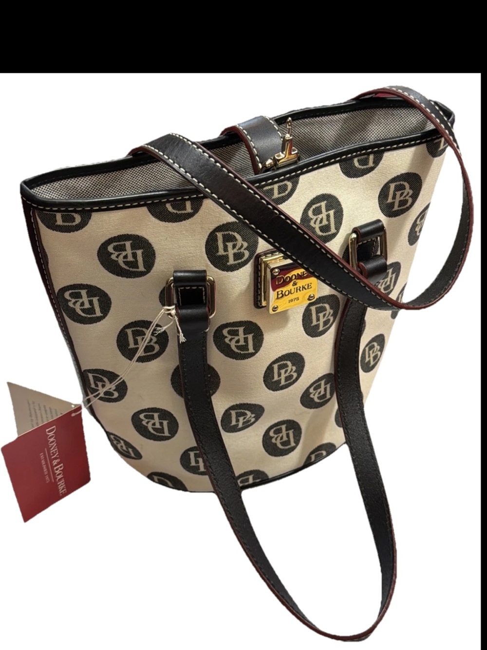 Dooney and Bourke Signature white and black Bucket Bag NEW With Tags LUXURY BAG